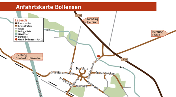 Tierpension Anfahrtskarte Wieren Ort Bollensen